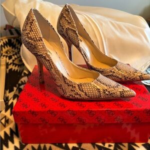 Guess Snake Print Heels - Brown and Cream
